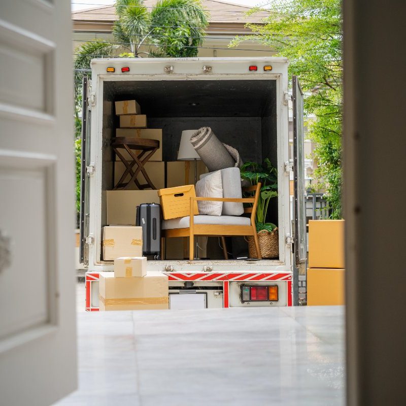 back of a truck carrying goods moving house